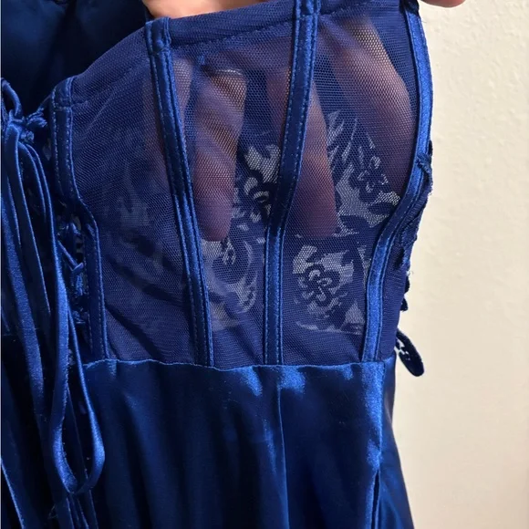 Blondie Nites Royal Blue Lace PROM Dress Size 1 - Picture 7 of 8